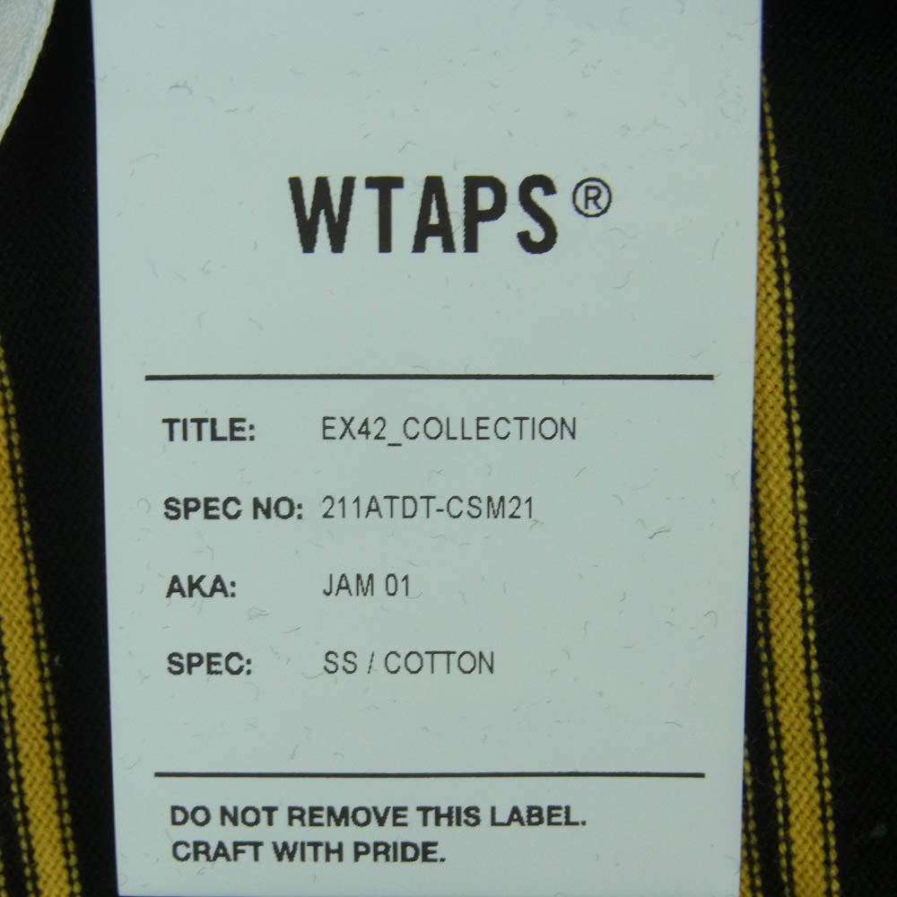 WTAPS ダブルタップス 21SS 211ATDT-CSM21 JAM 01 SS COTTON ボーダー Tシャツ 半袖 カットソー ブラック系 イエロー系 グリーン系 03【極上美品】【中古】