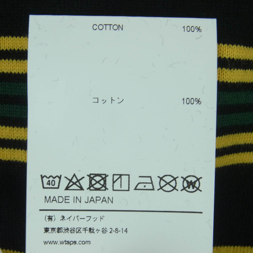WTAPS ダブルタップス 21SS 211ATDT-CSM21 JAM 01 SS COTTON ボーダー Tシャツ 半袖 カットソー ブラック系 イエロー系 グリーン系 03【極上美品】【中古】