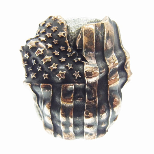 STARLIN GEAR スターリンギア ギャランティーカード付属 パンチャーニュースリックスターリング W フラッグ フェイス コパーアメリカンフラッグ テクスチャー シルバー系 21号【美品】【中古】