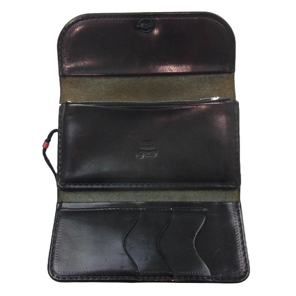 goro's ゴローズ SADDLE LEATHER コンチョ付き サドル レザー ウォレット ブラック系【中古】