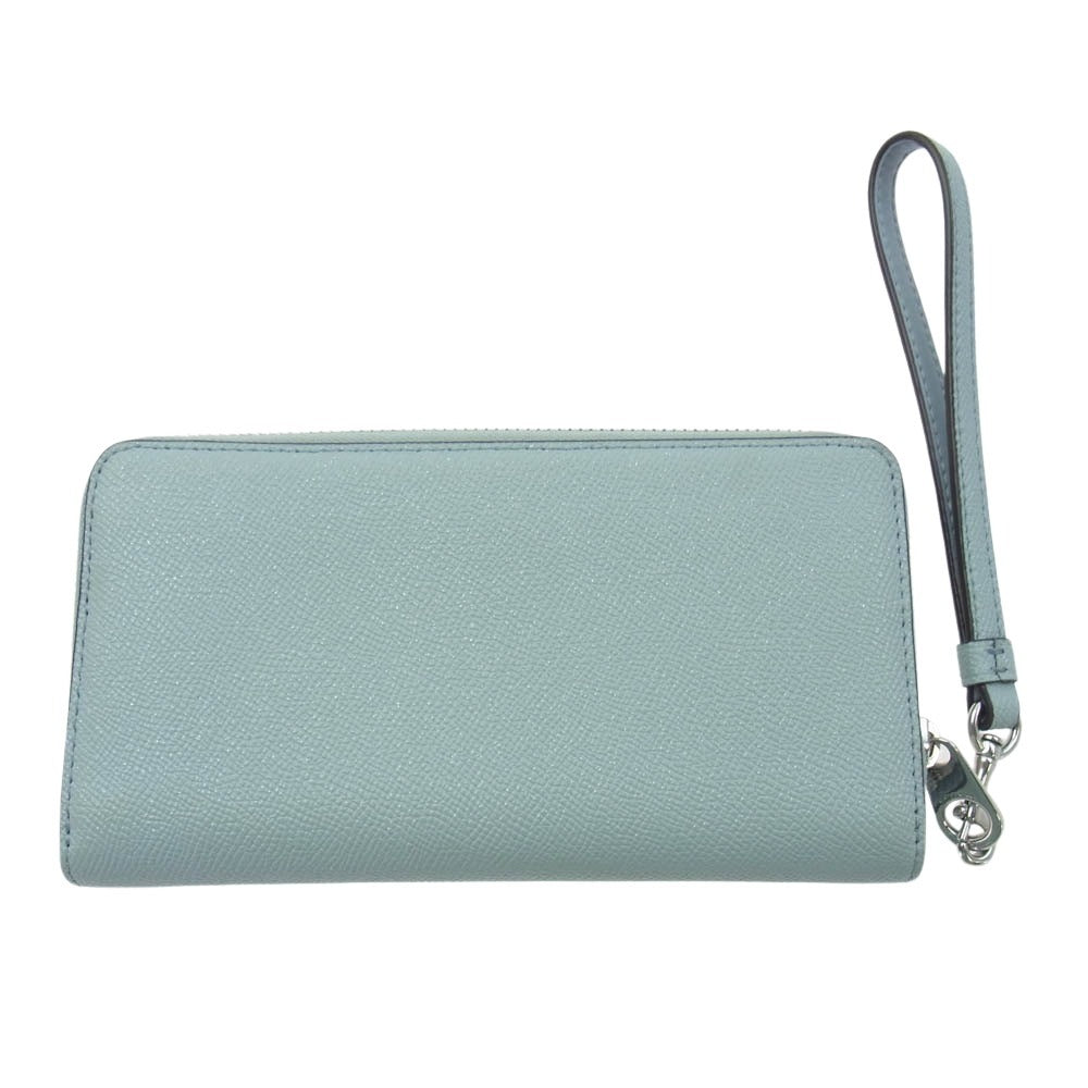COACH コーチ C4451SVQVE LONG ZIP AROUND WALLET ウォーターフォール ストラップ付き ラウンドジップ 長財布 ライトブルー系【美品】【中古】