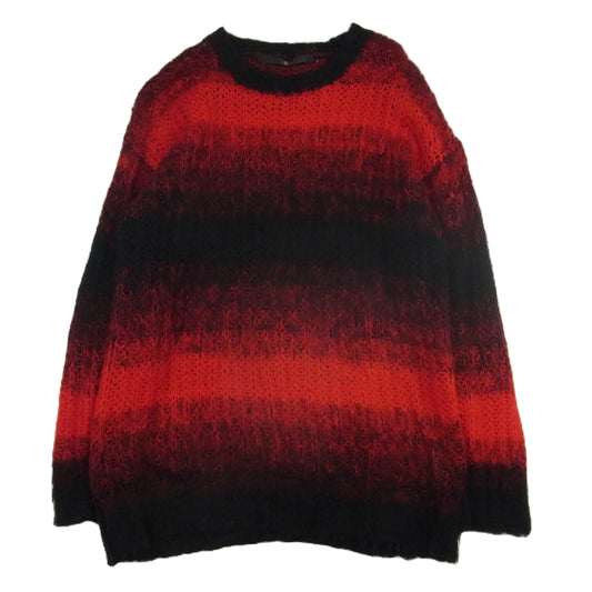 ノーアイディー 845010-215K モヘアタッチ アクリル ボーダー ニット ブラック系 レッド系 OS【中古】