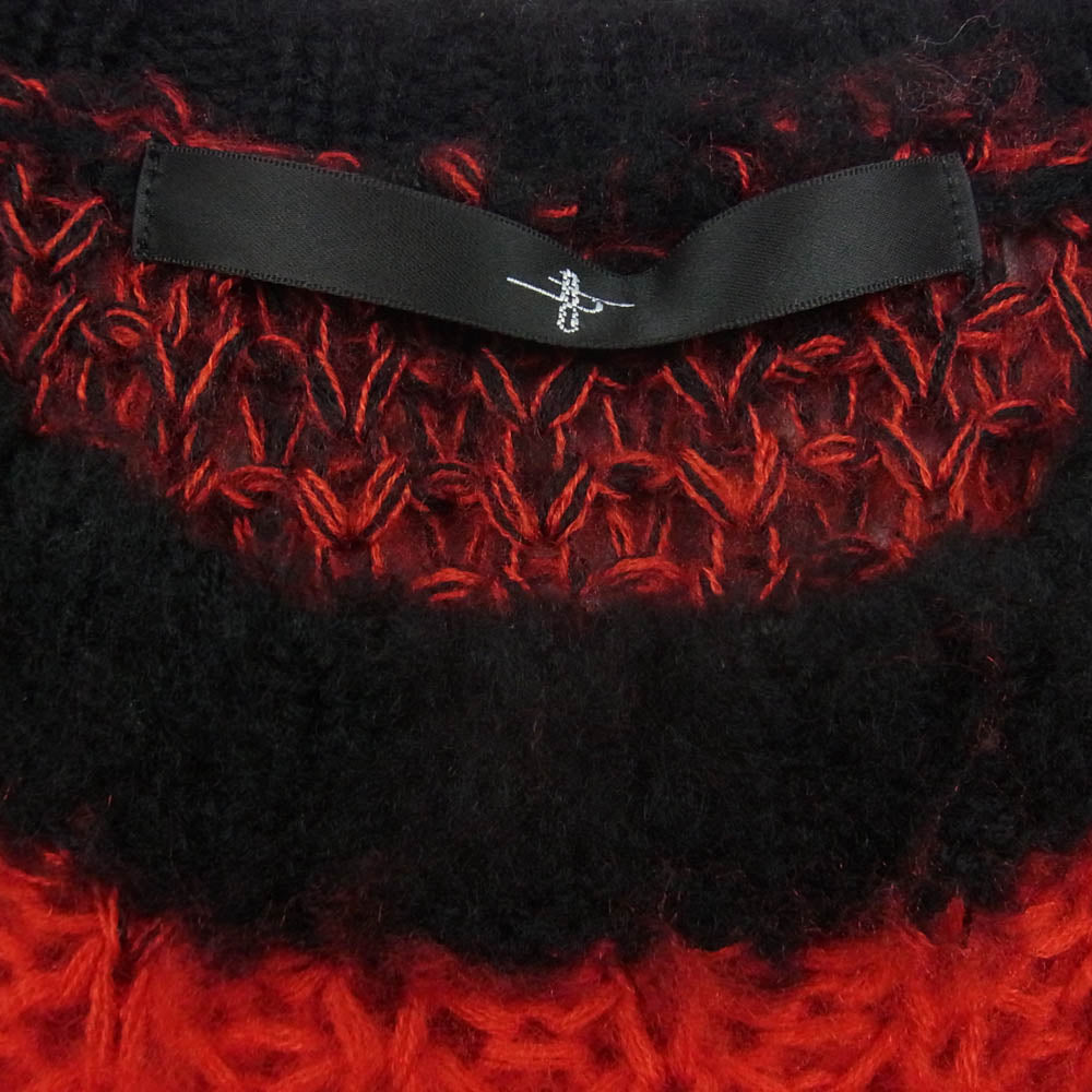 ノーアイディー 845010-215K モヘアタッチ アクリル ボーダー ニット ブラック系 レッド系 OS【中古】