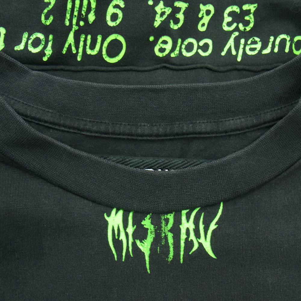ミスビヘイブ ダメージ加工 タンクトップ ノースリーブTシャツ ブラック系 ライトグリーン系 XL【中古】