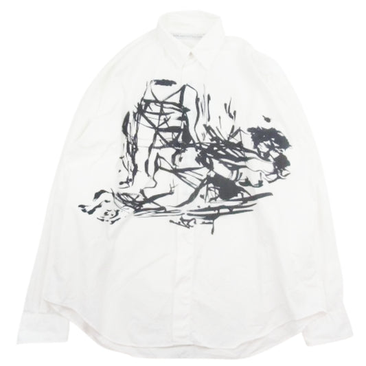 JOHN LAWRENCE SULLIVAN ジョンローレンスサリバン 3B005-0221-22 WRINKLE PRINT SHIRT フロントプリント 長袖シャツ ホワイト系 44【中古】