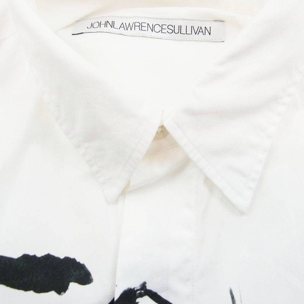 JOHN LAWRENCE SULLIVAN ジョンローレンスサリバン 3B005-0221-22 WRINKLE PRINT SHIRT フロントプリント 長袖シャツ ホワイト系 44【中古】