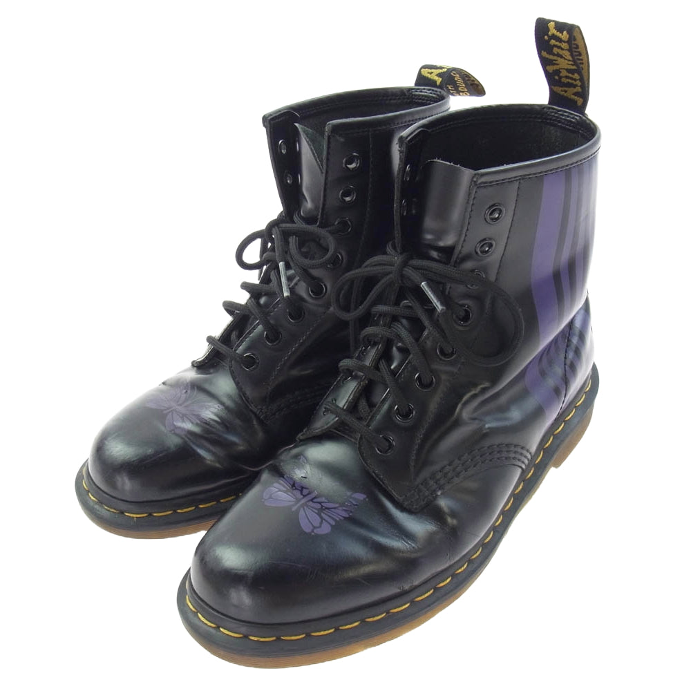 Needles ニードルス 1460 × DR.MARTENS ドクターマーチン STRIPE 8 EYE BOOT ストライプ 8ホール ブーツ ブラック系 42【中古】
