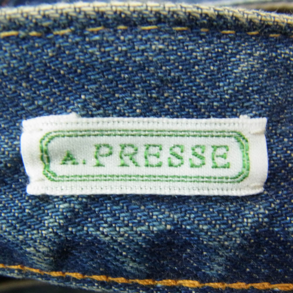A.PRESSE アプレッセ 24AW AP-4002 Washed Denim Wide Pants ウォッシュ加工 デニム ワイド パンツ インディゴブルー系 36【中古】