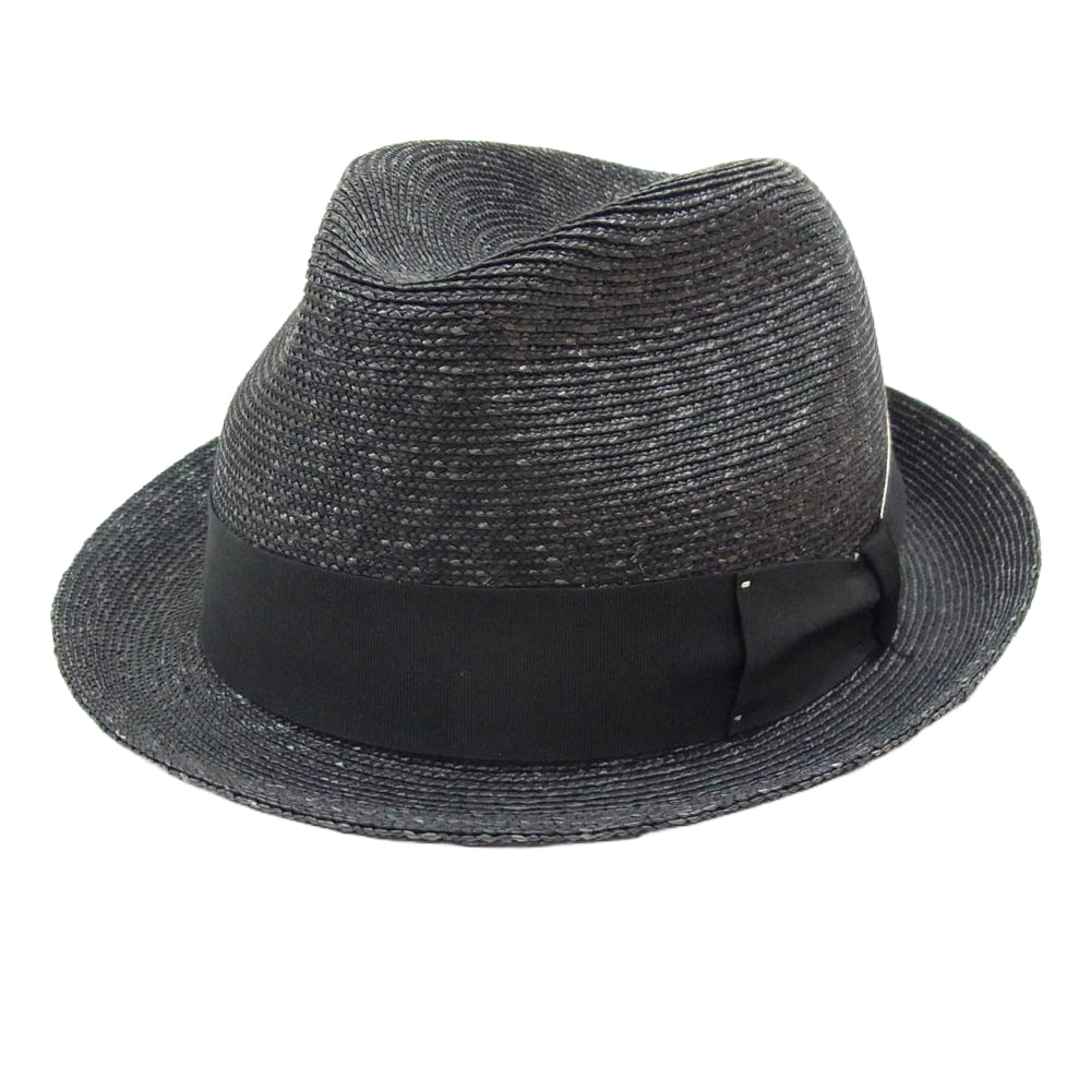 Borsalino ボルサリーノ イタリア製  ストロー リボン ハット ブラック系【中古】