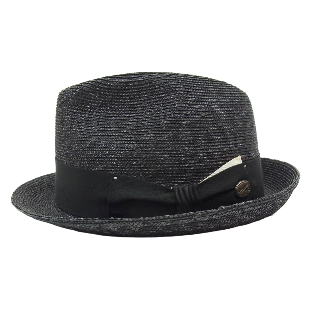 Borsalino ボルサリーノ イタリア製  ストロー リボン ハット ブラック系【中古】