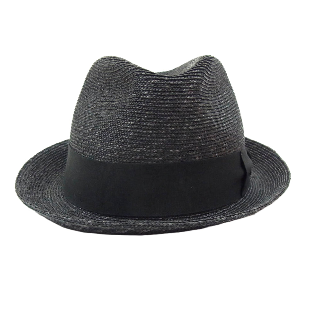 Borsalino ボルサリーノ イタリア製  ストロー リボン ハット ブラック系【中古】