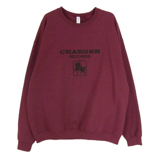 WACKO MARIA ワコマリア 21SS CHARGER RECORDS チャージャーレコード CREW NECK SWEAT SHIRT TYPE 3 クルーネック トレーナー スウェット シャツ エンジ系 XL【中古】