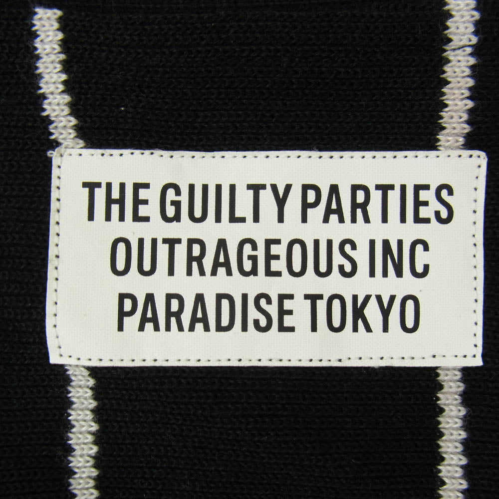 WACKO MARIA ワコマリア 23SS STRIPED KNIT JACQUARD CARDIGAN ストライプ ニット ジャガード カーディガン ブラック系 L【中古】