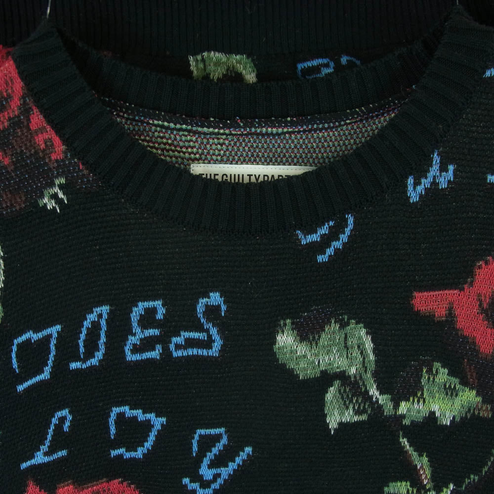 WACKO MARIA ワコマリア 22AW ROSE JACQUARD SWEATER ローズ ジャガード ニット セーター ブラック系 レッド系 ブルー系 L【中古】