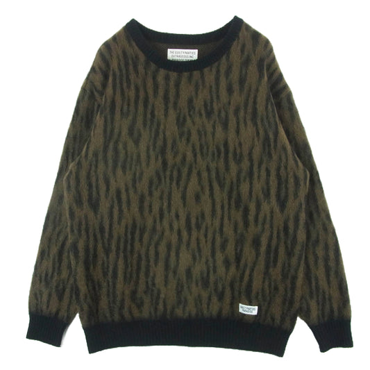 WACKO MARIA ワコマリア LEOPARD HEAVY MOHAIR KNIT JACQUARD SWEATER レオパード ヘビー モヘア ニット ジャガード セーター ブラウン系 ブラック系 L【中古】