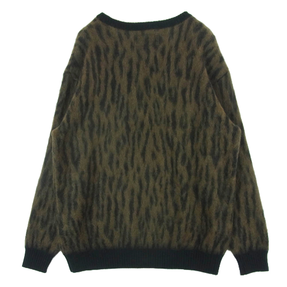 WACKO MARIA ワコマリア LEOPARD HEAVY MOHAIR KNIT JACQUARD SWEATER レオパード ヘビー モヘア ニット ジャガード セーター ブラウン系 ブラック系 L【中古】