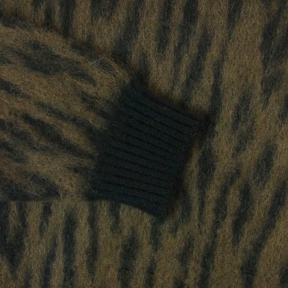 WACKO MARIA ワコマリア LEOPARD HEAVY MOHAIR KNIT JACQUARD SWEATER レオパード ヘビー モヘア ニット ジャガード セーター ブラウン系 ブラック系 L【中古】