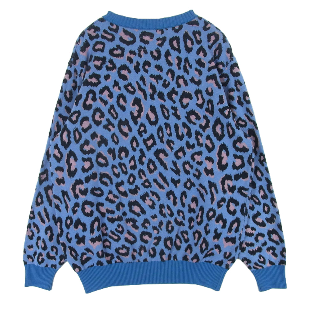 WACKO MARIA ワコマリア LEOPARD KNIT JACQUARD SWEATER レオパード ニット ジャガード セーター ブルー系 ピンク系 ブラック系 M【美品】【中古】