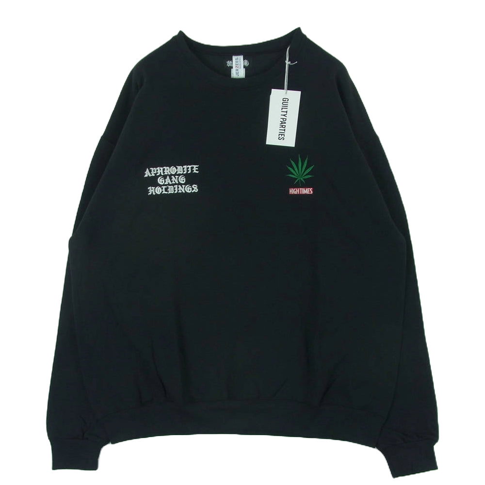 WACKO MARIA ワコマリア NMD-HIGHTIMES-WM-SS01 舐達磨 CREW NECK SWEAT SHIRT マリファナ クルーネック スウェット シャツ ブラック系 XL【新古品】【未使用】【中古】