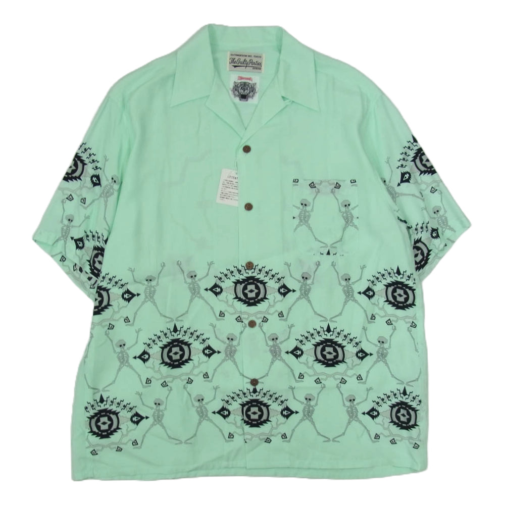 WACKO MARIA ワコマリア ×WOLF'S HEAD ウルフルズヘッド 23SS S/S HAWAIIAN SHIRT ハワイアン アロハ シャツ グリーン系 M【新古品】【未使用】【中古】