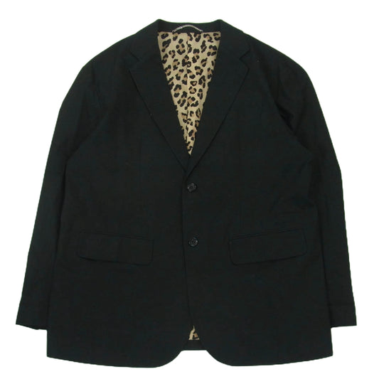 WACKO MARIA ワコマリア UNCONSTRUCTED JACKET アンコンストラクテッド 裏地レオパード柄 テーラード ジャケット ブラック系 L【中古】