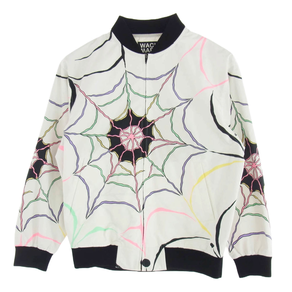 WACKO MARIA ワコマリア × WOLF'S HEAD ウルフズヘッド WOLFSHEAD-WM-BL08 スパイダーウェブ柄 スカジャン ジャケット ホワイト系 M【中古】