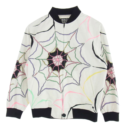 WACKO MARIA ワコマリア × WOLF'S HEAD ウルフズヘッド WOLFSHEAD-WM-BL08 スパイダーウェブ柄 スカジャン ジャケット ホワイト系 M【中古】