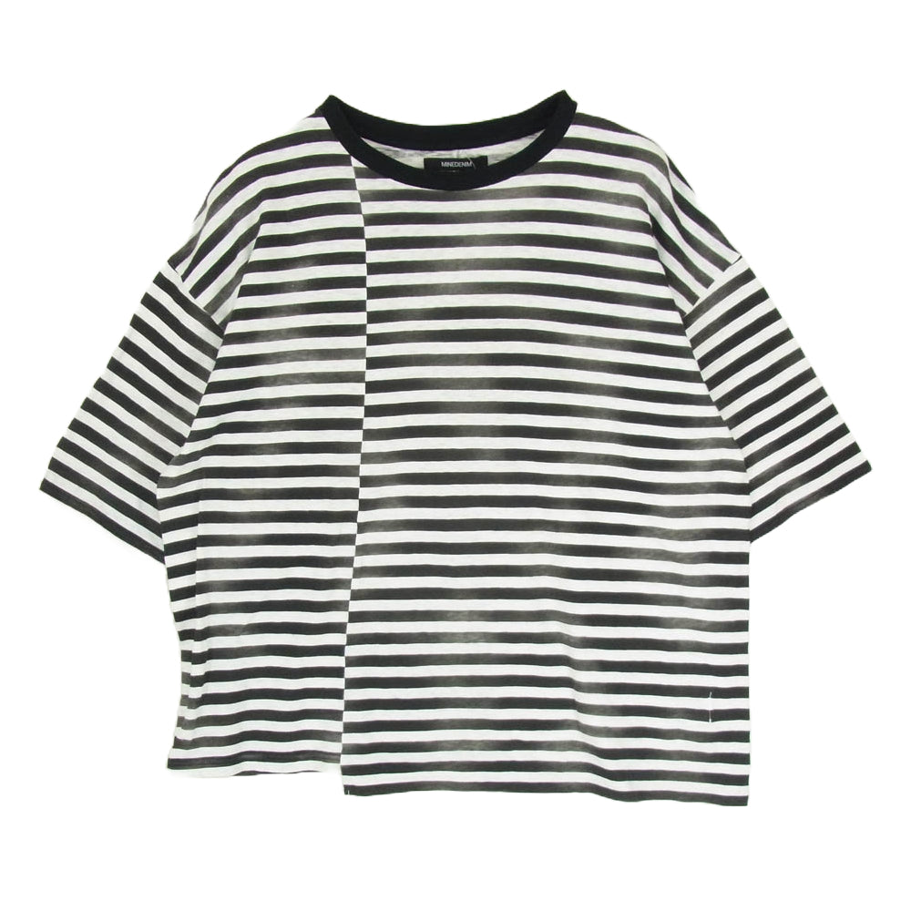 MINEDENIM マインデニム 2306-6001-07-L2 ドッキング  ボーダー かすれ 半袖  Tシャツ ブラック系 L【中古】