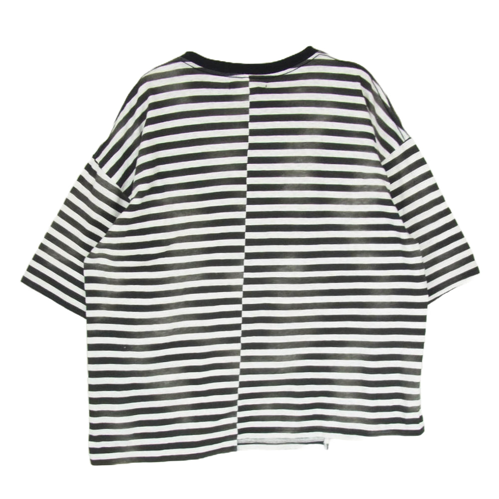 MINEDENIM マインデニム 2306-6001-07-L2 ドッキング  ボーダー かすれ 半袖  Tシャツ ブラック系 L【中古】
