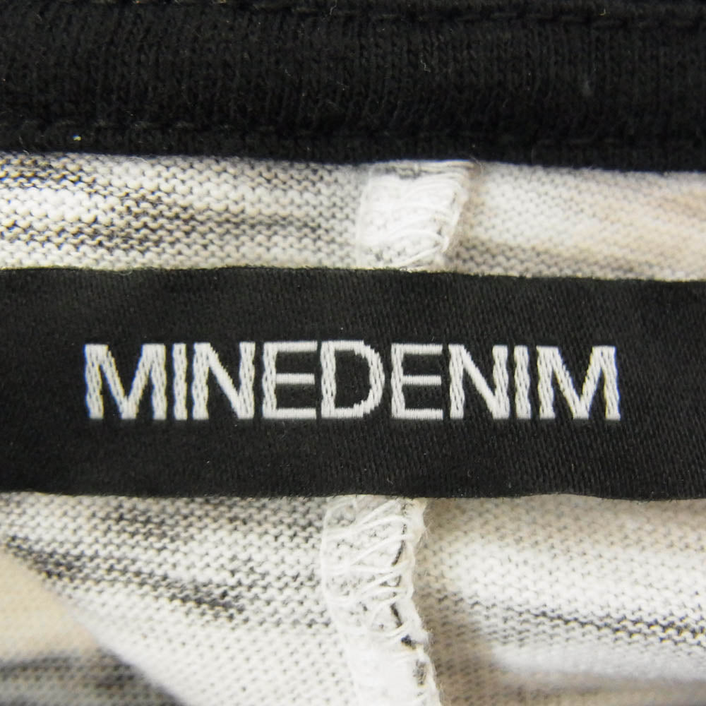 MINEDENIM マインデニム 2306-6001-07-L2 ドッキング  ボーダー かすれ 半袖  Tシャツ ブラック系 L【中古】