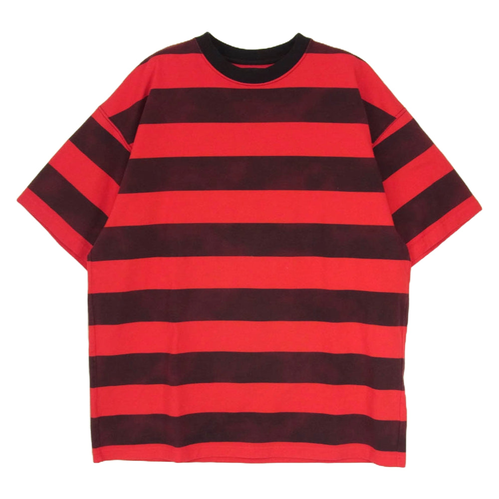 MINEDENIM マインデニム 2305-6001-17M2 Hazy Bold Border かすれ ボーダー 半袖 Tシャツ レッド系 M【中古】