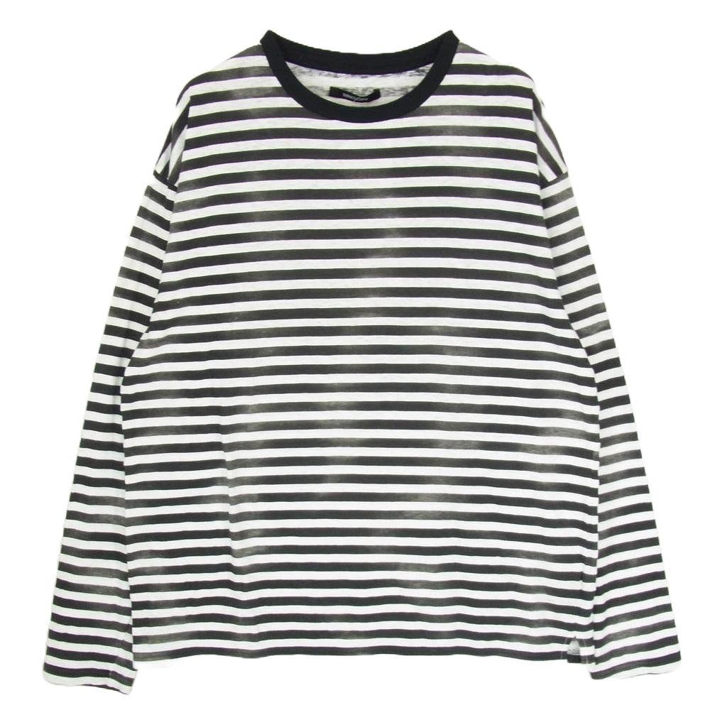 MINEDENIM マインデニム 2309-6002-07xl2 Hazy Border ボーダー かすれ 長袖 Tシャツ カットソー ブラック系 XL【中古】