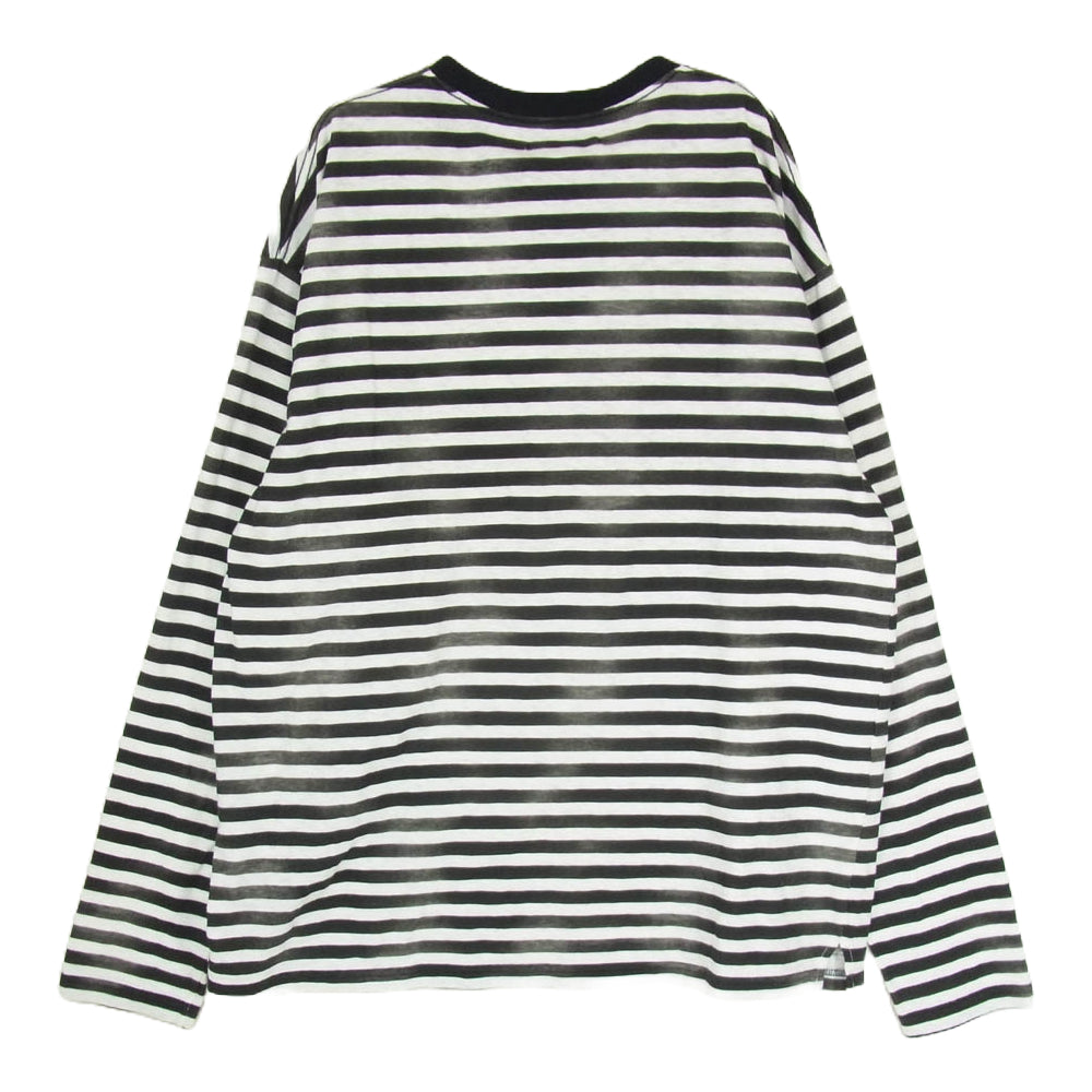 MINEDENIM マインデニム 2309-6002-07xl2 Hazy Border ボーダー かすれ 長袖 Tシャツ カットソー ブラック系 XL【中古】