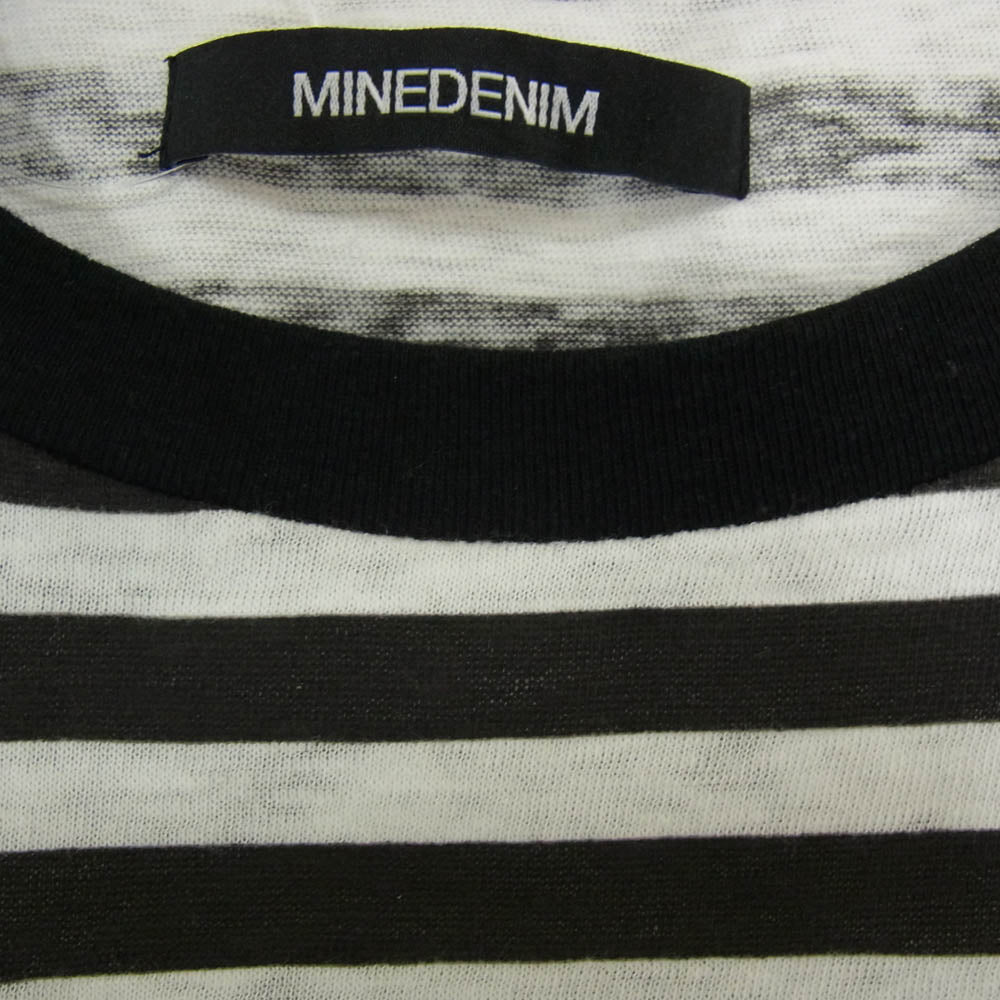 MINEDENIM マインデニム 2309-6002-07xl2 Hazy Border ボーダー かすれ 長袖 Tシャツ カットソー ブラック系 XL【中古】