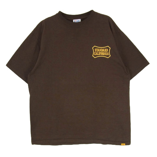 STANDARD CALIFORNIA スタンダードカリフォルニア HEAVY-T ロゴ 半袖 カットソー Tシャツ ブラウン ブラウン系 XL【中古】