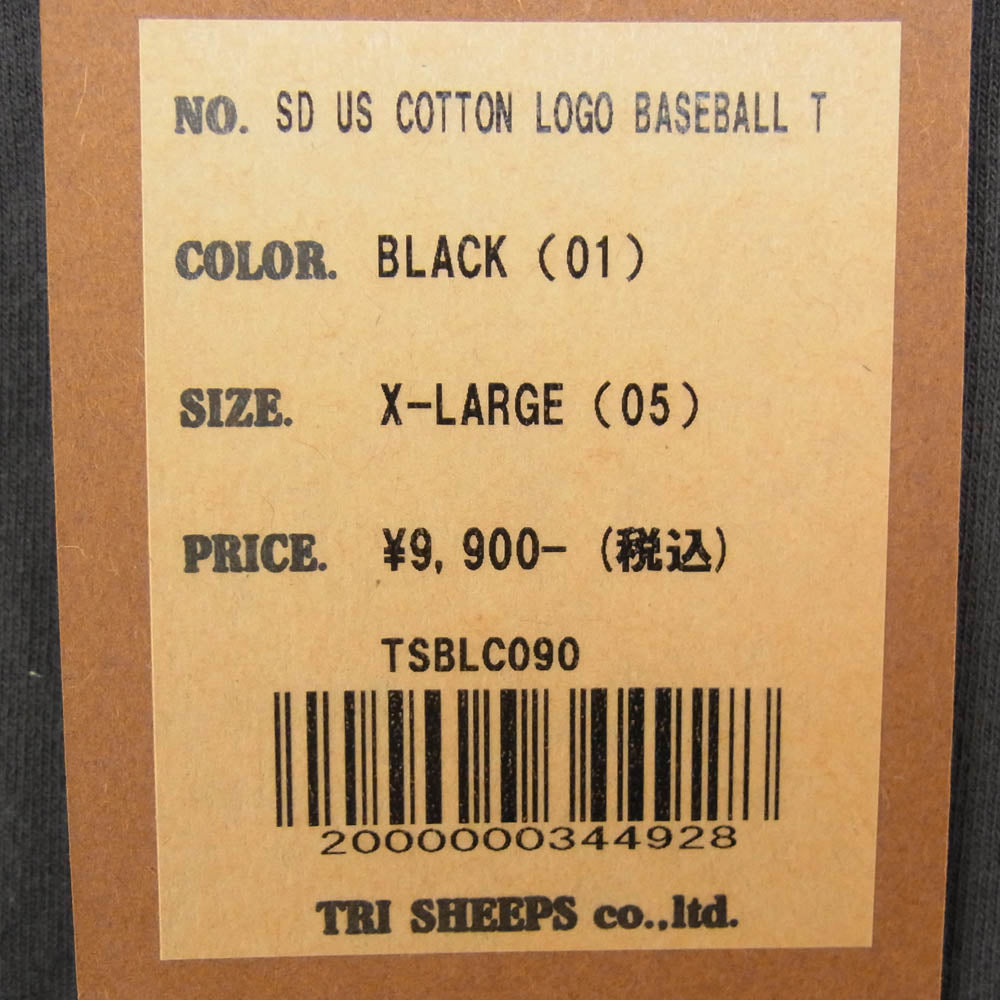 STANDARD CALIFORNIA スタンダードカリフォルニア SD US COTTON LOGO BASEBALL T ベースボール ロングスリーブ カットソー 長袖 Tシャツ ブラック系 XL【極上美品】【中古】