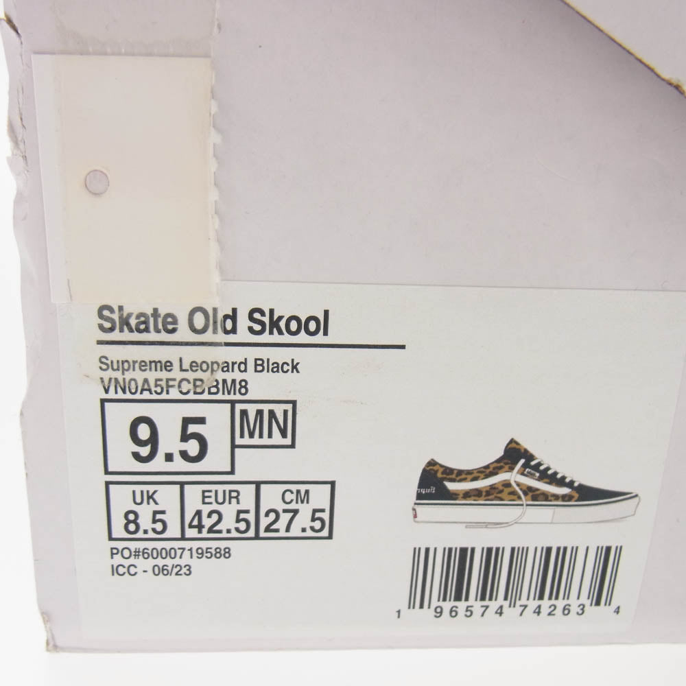 Supreme シュプリーム 23AW VN0A5FCBBM8 × VANS バンズ SKATE OLD SKOOL LEOPARD スケート オールドスクール レオパード スニーカー ブラック系 27.5cm【新古品】【未使用】【中古】
