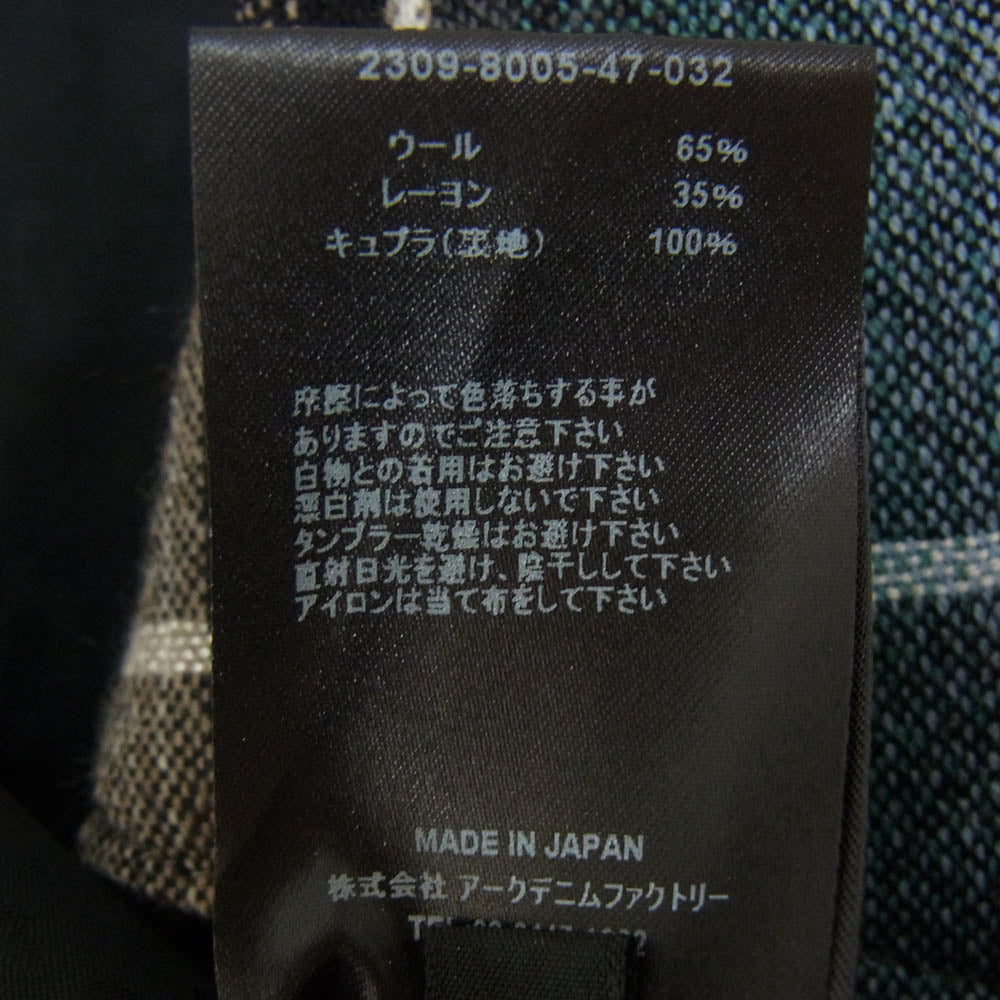 MINEDENIM マインデニム 23AW 2309-8005-47-032 Wool.Ry Check Harrington JKT ウール チェック ハリントンジャケット ブルー系 3【美品】【中古】