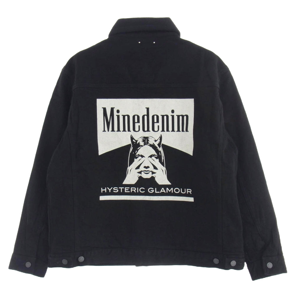 HYSTERIC GLAMOUR ヒステリックグラマー 24AW MND-HYS004-99XL2 × MINEDENIM マインデニム DENIM JACKET バックプリント ボア デニムジャケット ブラック系 XL【新古品】【未使用】【中古】