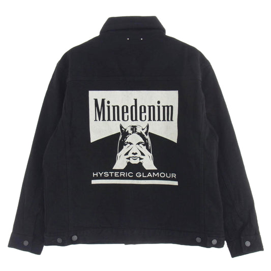 HYSTERIC GLAMOUR ヒステリックグラマー 24AW MND-HYS004-99XL2 × MINEDENIM マインデニム DENIM JACKET バックプリント ボア デニムジャケット ブラック系 XL【新古品】【未使用】【中古】