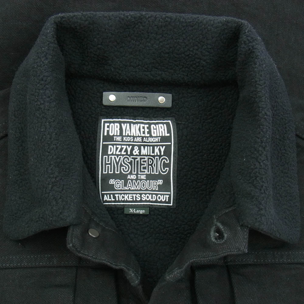 HYSTERIC GLAMOUR ヒステリックグラマー 24AW MND-HYS004-99XL2 × MINEDENIM マインデニム DENIM JACKET バックプリント ボア デニムジャケット ブラック系 XL【新古品】【未使用】【中古】