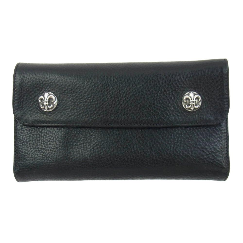 CHROME HEARTS クロムハーツ（原本無） WAVE WALLET ウェーブウォレットBSフレアボタン ブラック系【中古】