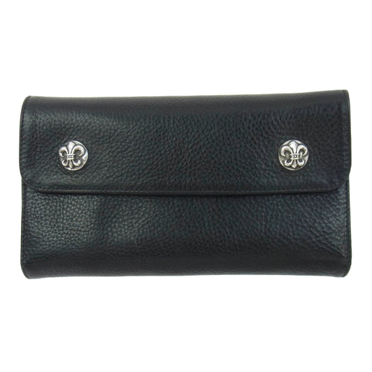 CHROME HEARTS クロムハーツ（原本無） WAVE WALLET ウェーブウォレットBSフレアボタン ブラック系【中古】