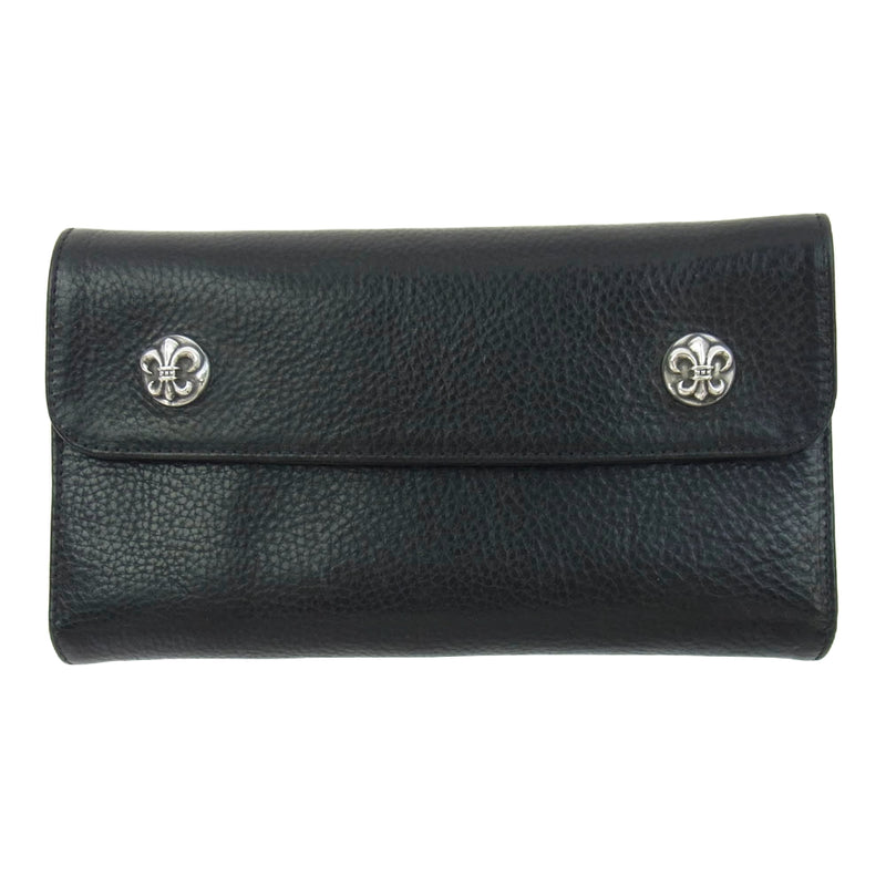 CHROME HEARTS クロムハーツ（原本無） WAVE WALLET ウェーブウォレットBSフレアボタン ブラック系【中古】