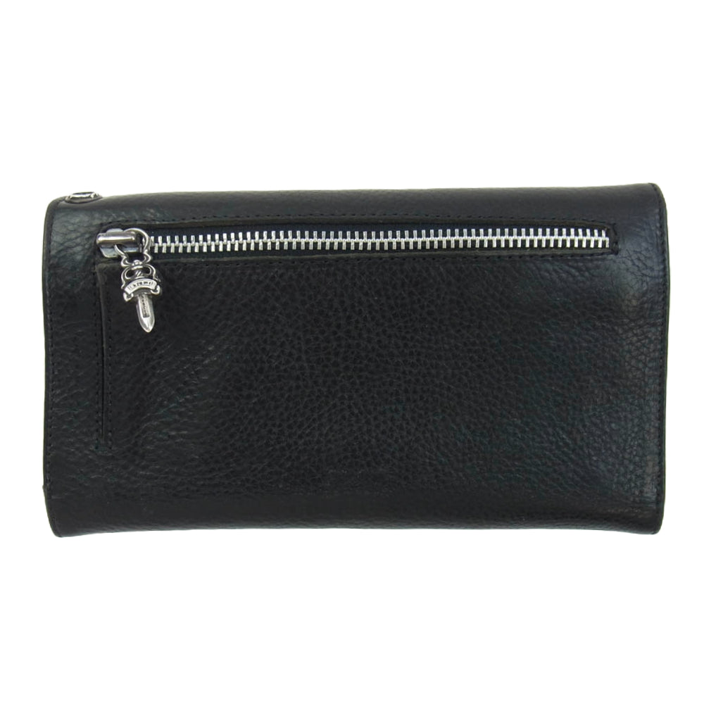 CHROME HEARTS クロムハーツ（原本無） WAVE WALLET ウェーブウォレットBSフレアボタン ブラック系【中古】