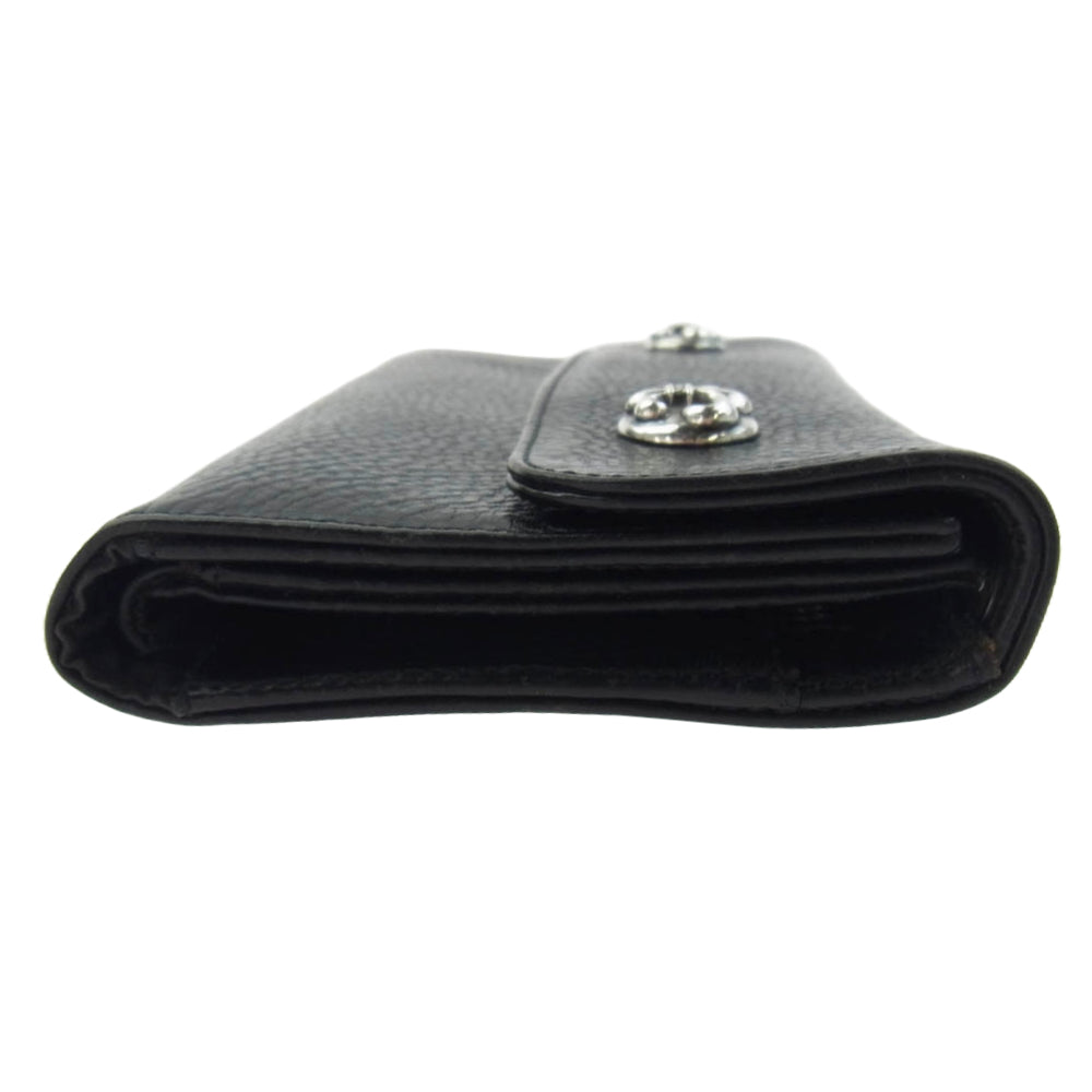 CHROME HEARTS クロムハーツ（原本無） WAVE WALLET ウェーブウォレットBSフレアボタン ブラック系【中古】
