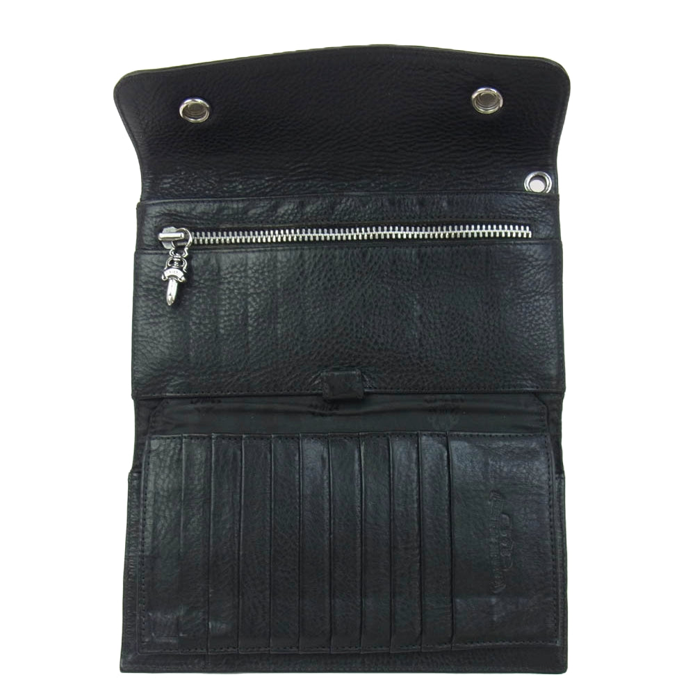 CHROME HEARTS クロムハーツ（原本無） WAVE WALLET ウェーブウォレットBSフレアボタン ブラック系【中古】