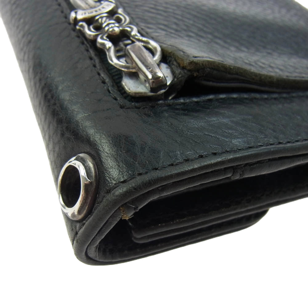 CHROME HEARTS クロムハーツ（原本無） WAVE WALLET ウェーブウォレットBSフレアボタン ブラック系【中古】