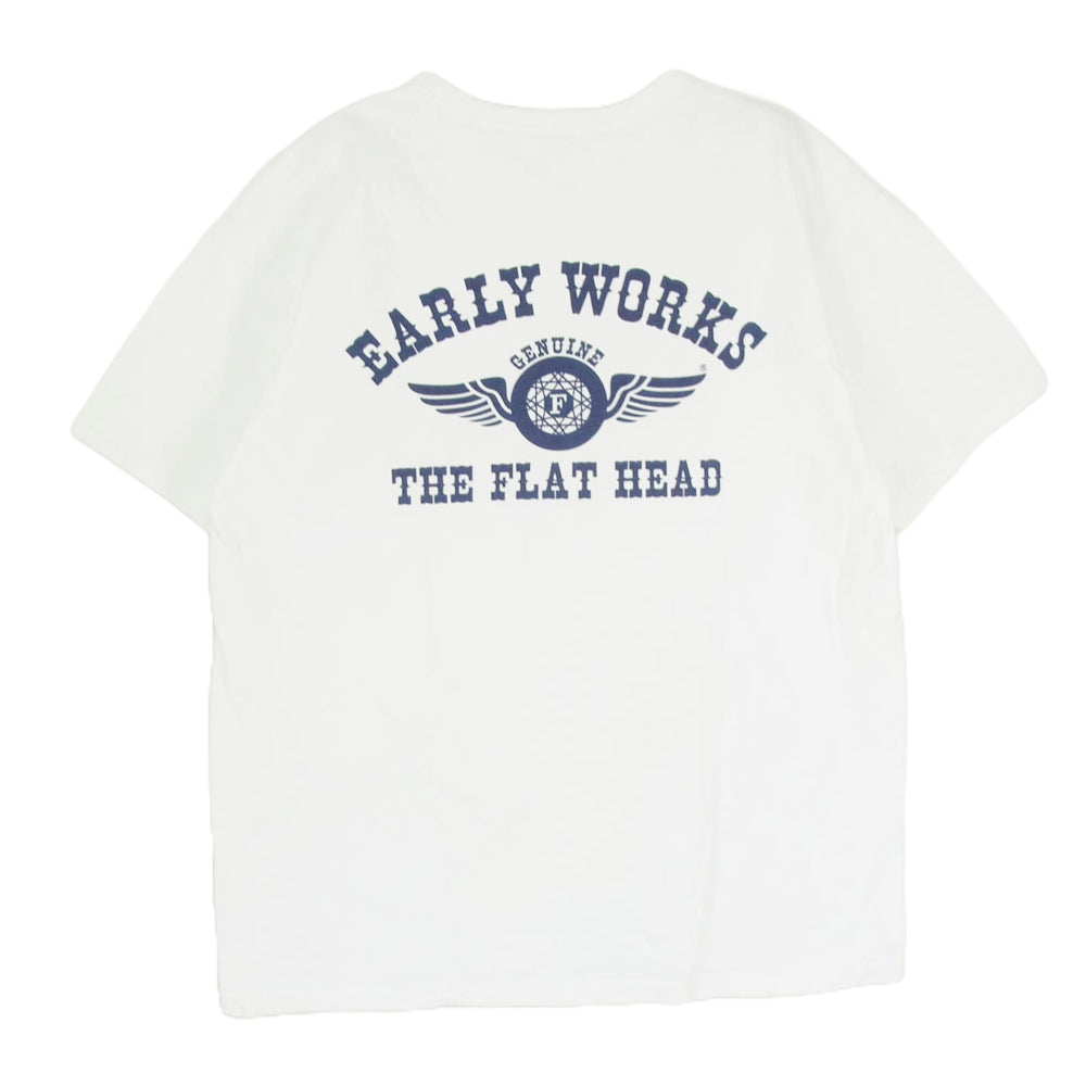 THE FLAT HEAD ザフラットヘッド EARLY WORKS 半袖 クルーネック 丸首 ショートスリーブ Tシャツ ホワイト系 42【中古】