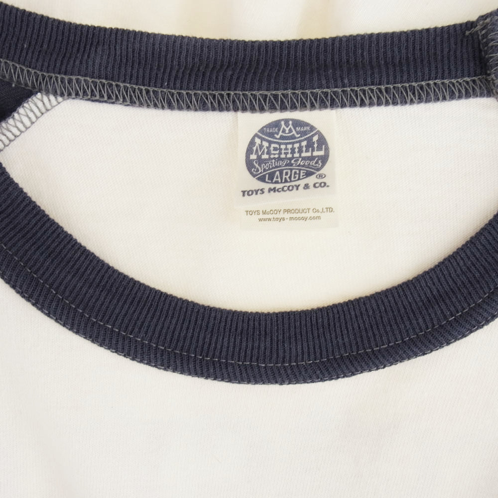 The REAL McCOY'S ザリアルマッコイズ TOY'S MCCOY トイズマッコイ BECK ラグラン ネイビー 半袖 Tシャツ オフホワイト系 L【中古】